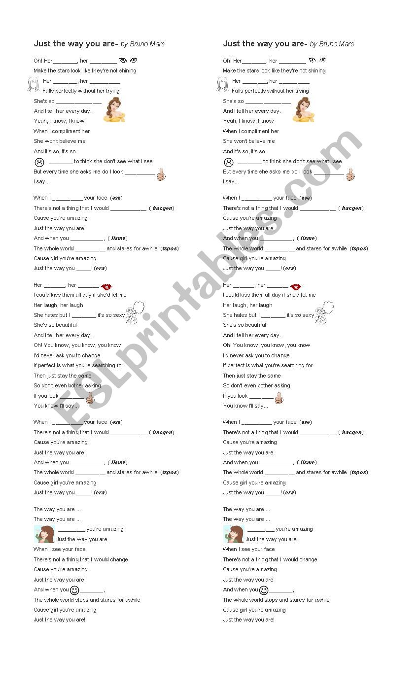 song for describing people worksheet