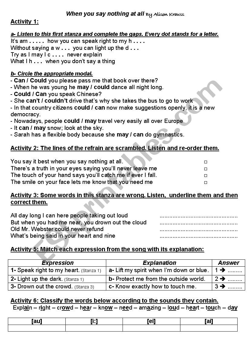 2nd year lesson 3 worksheet
