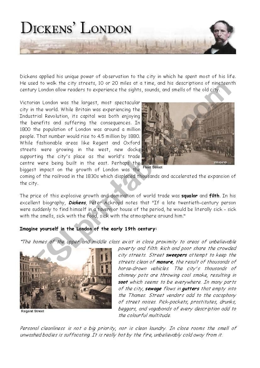 Dickens London worksheet