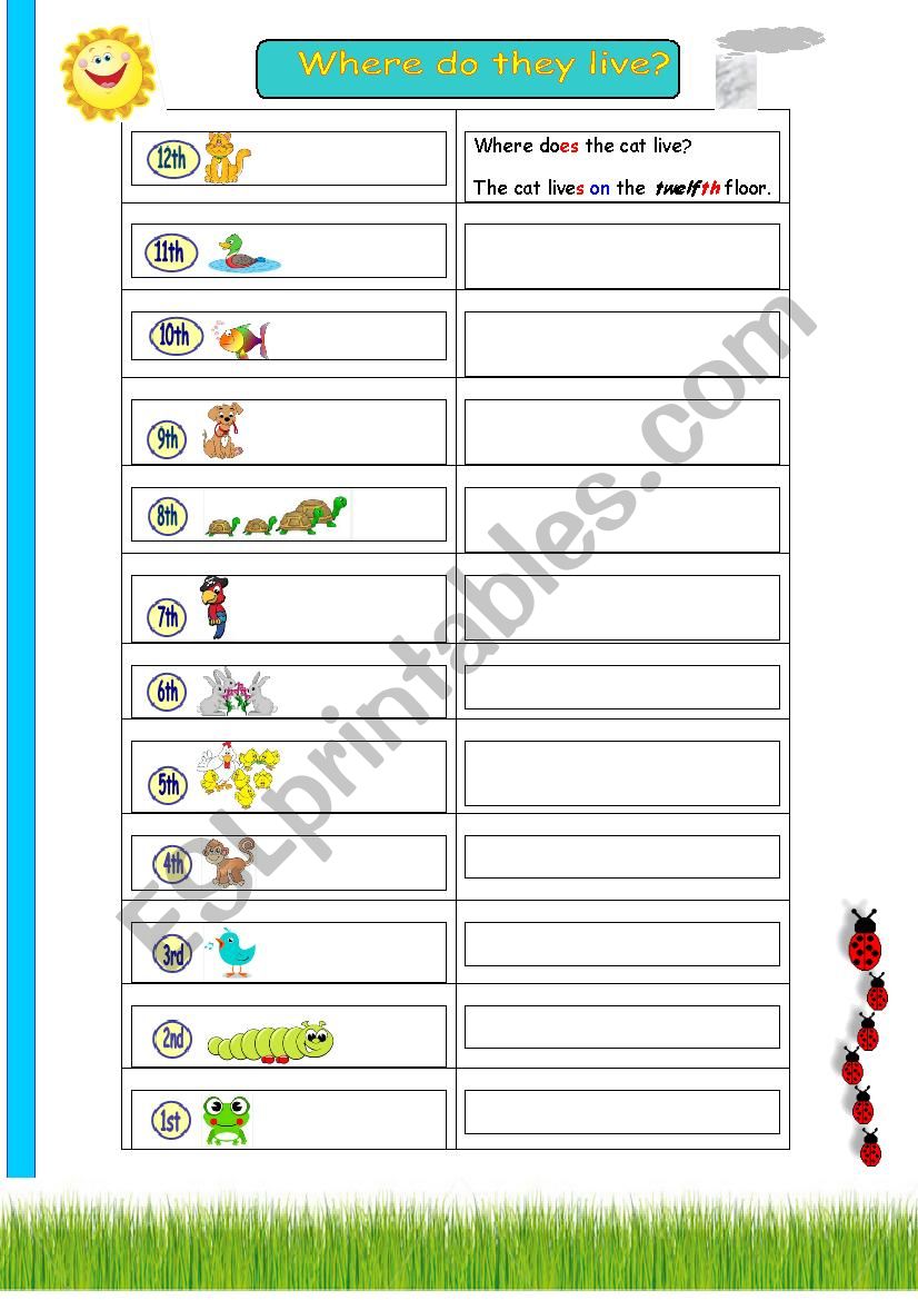 Where do they live? worksheet