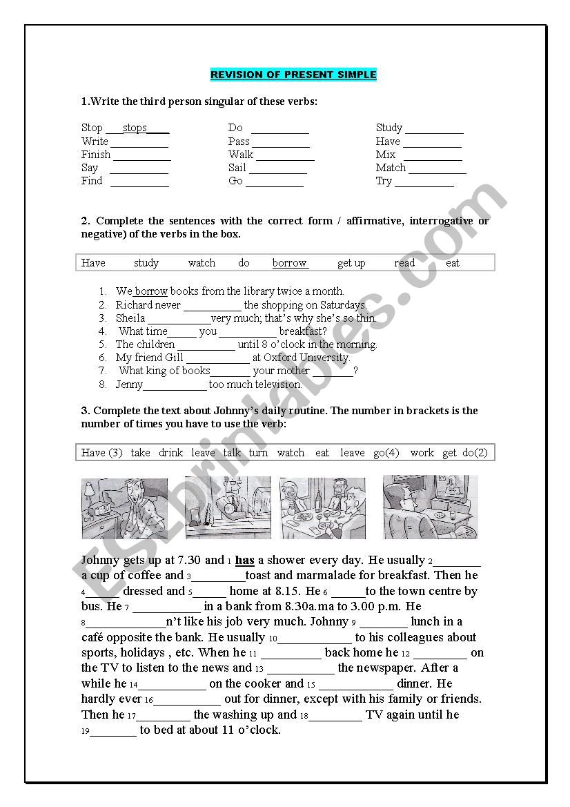 PRESENT SIMPLE EXERCISES worksheet