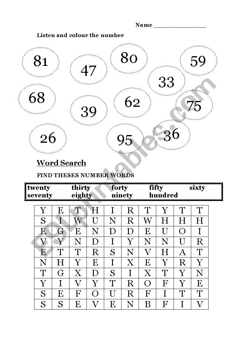 NUMBER PRACTICE 1-100 worksheet