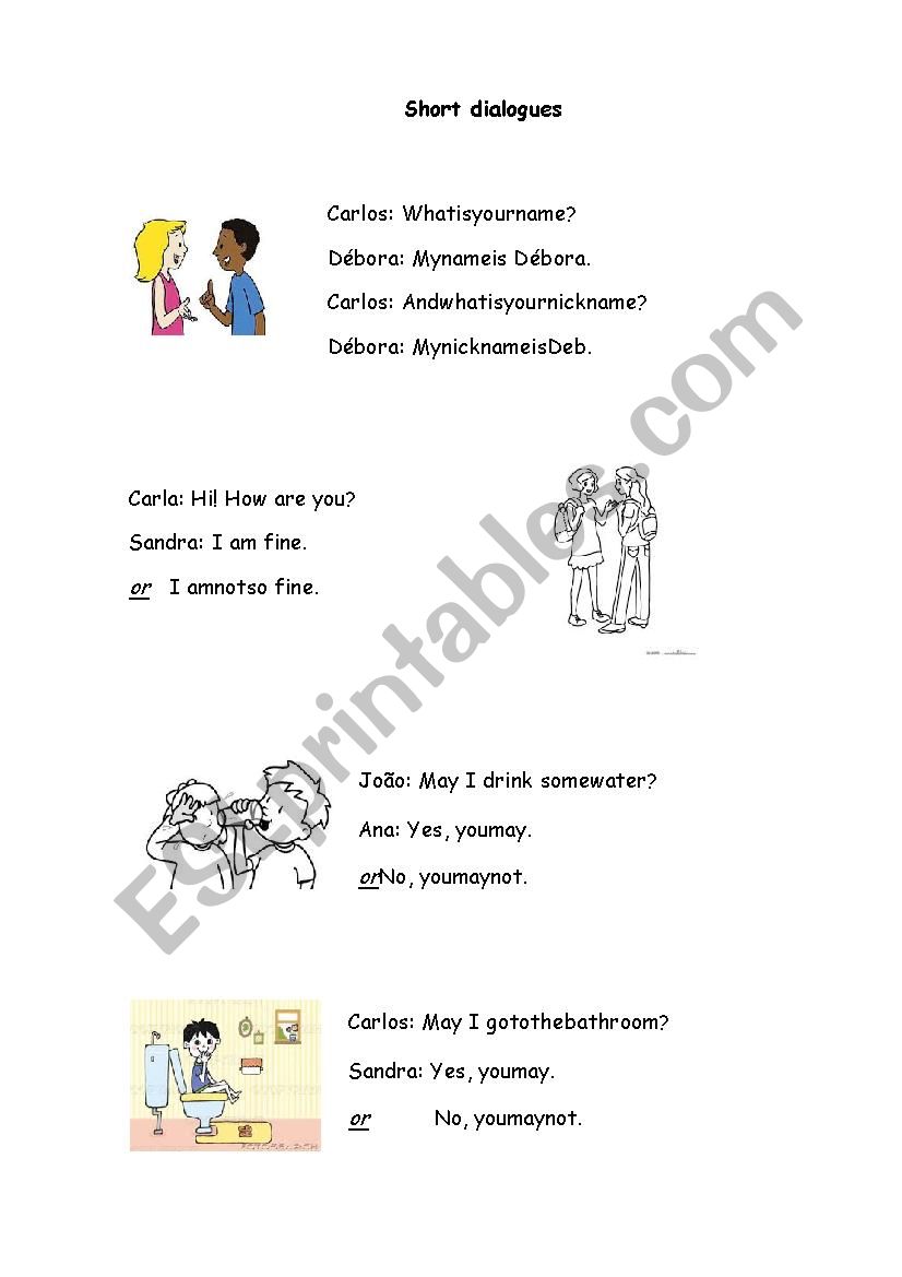 Short dialogues for beginners worksheet