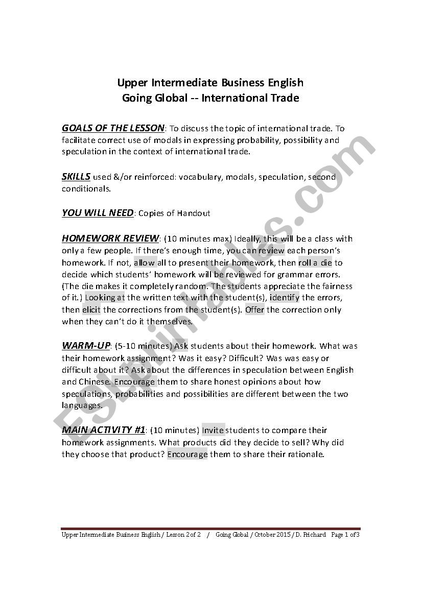 INTERMEDIATE BUSINESS ENGLISH - GOING GLOBAL - LESSON 2 OF 2