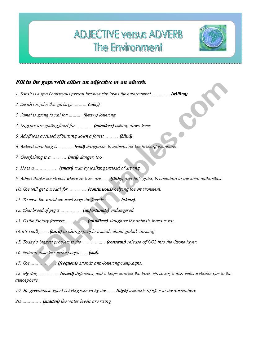 Adjective versus Adverb - The Environment