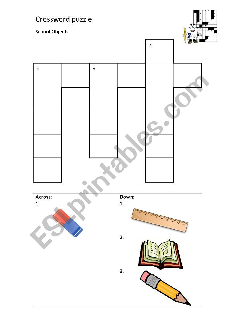School Objects Crossword Puzzle