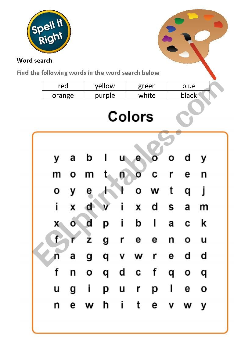 Colors -Word Search worksheet