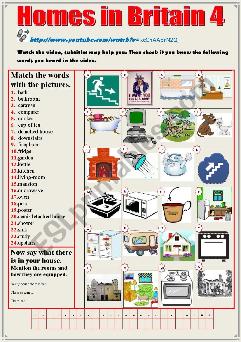 Homes in Britain Vocabulary  Video + SPEAKING (Test)