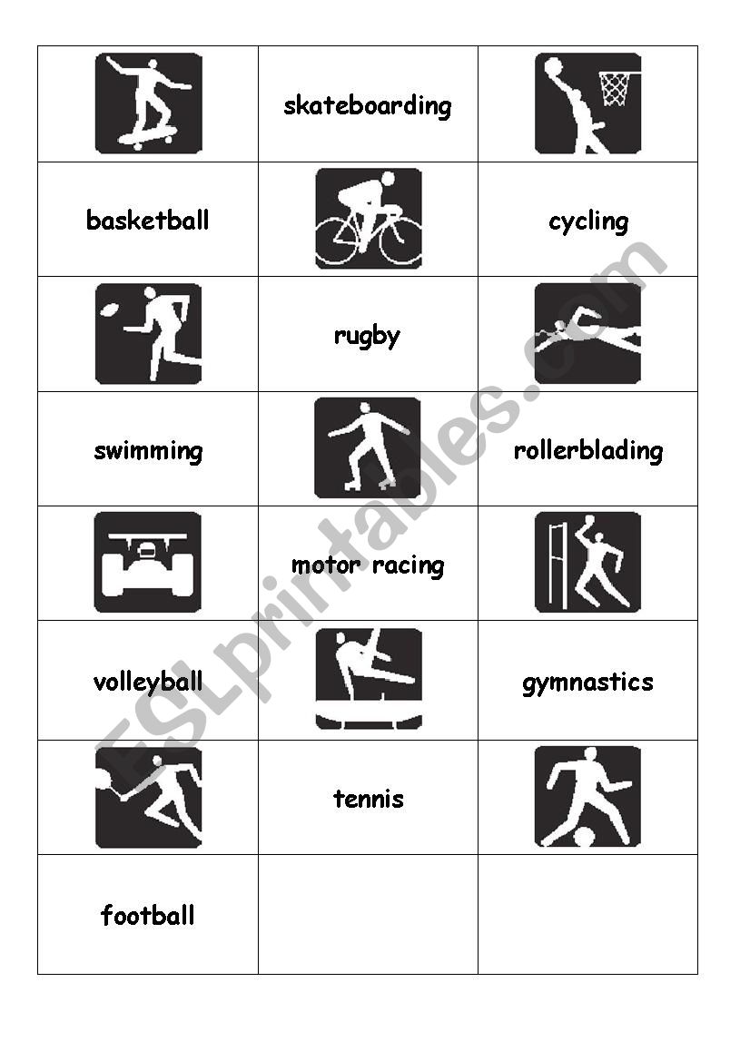 sports - memory worksheet