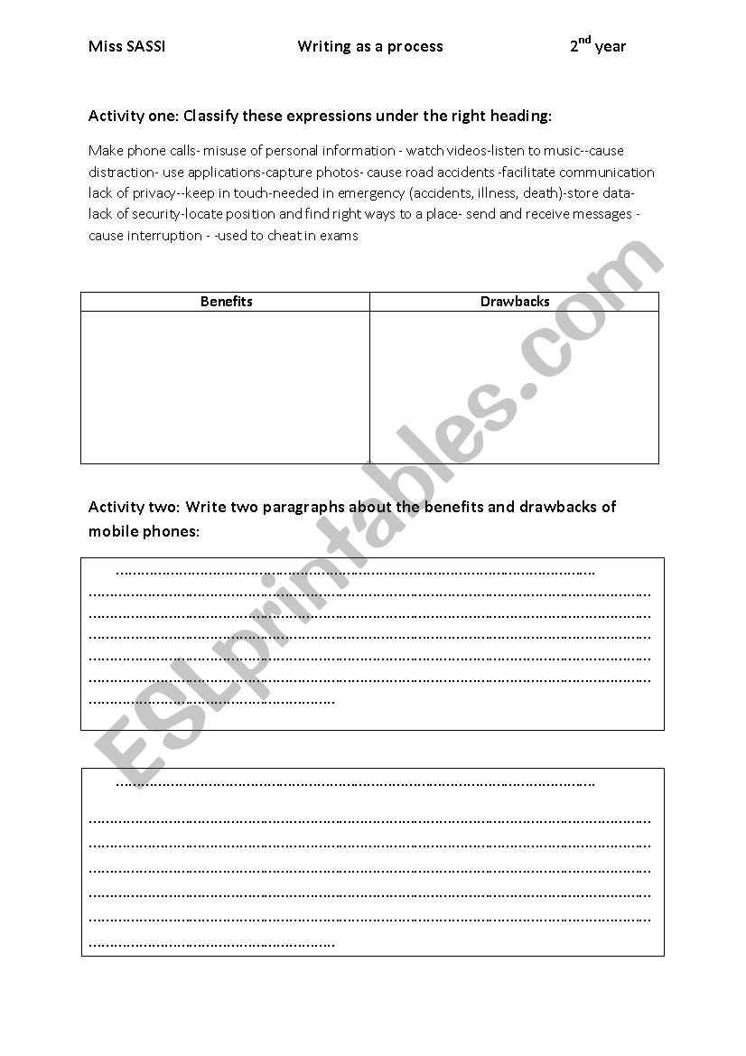 MOBILE PHONES worksheet