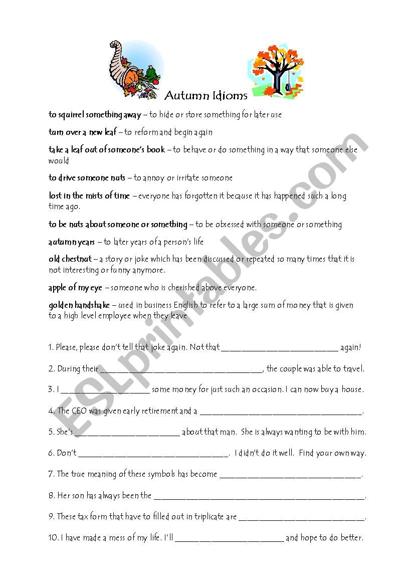 AUTUMN IDIOMS worksheet