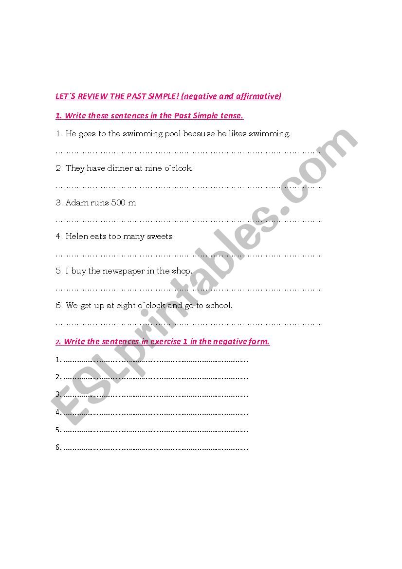 Simple Past worksheet