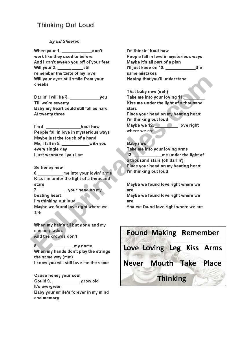 Thinking Out Loud  worksheet