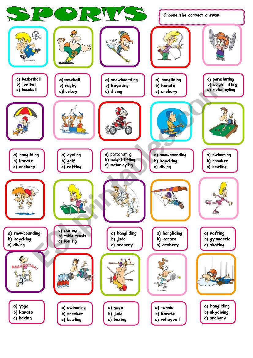 SPORTS MULTIPLE CHOICE SET 1 worksheet