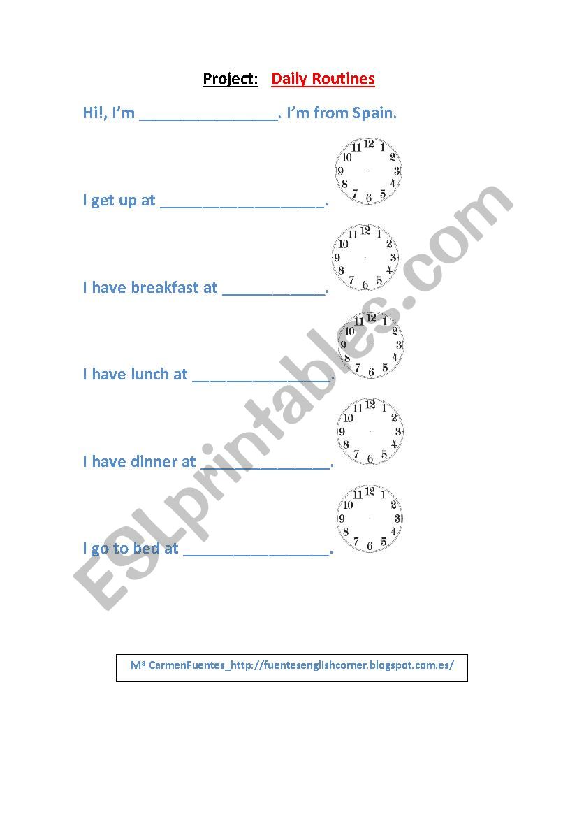 Project_Daily Routines worksheet