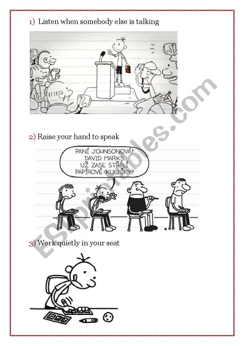 Classroom rules with a Diary of a Wimpy Kid