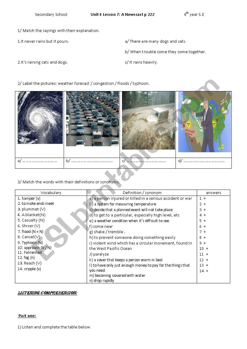 A newscast doc. worksheet