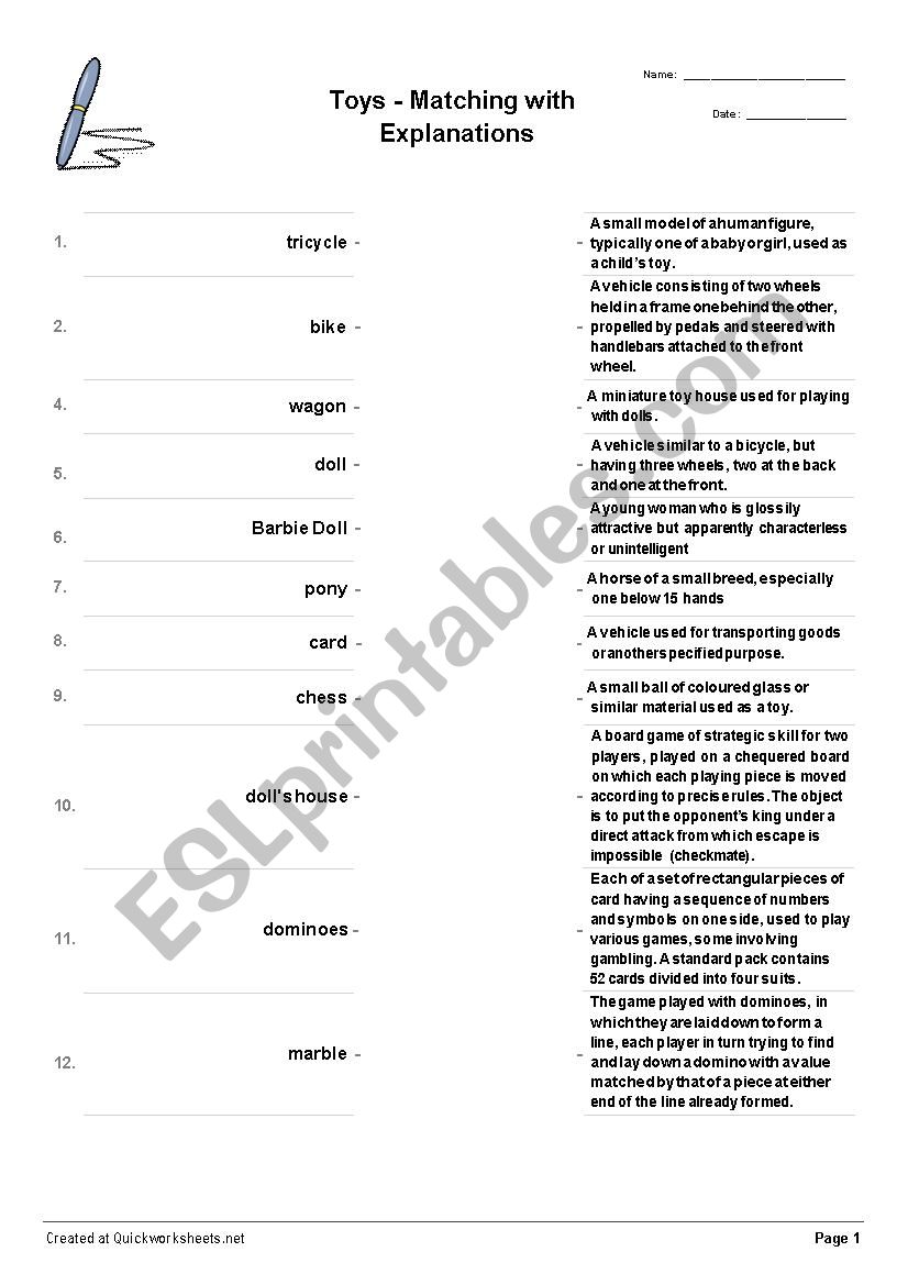 Toys - Matching with Explanations