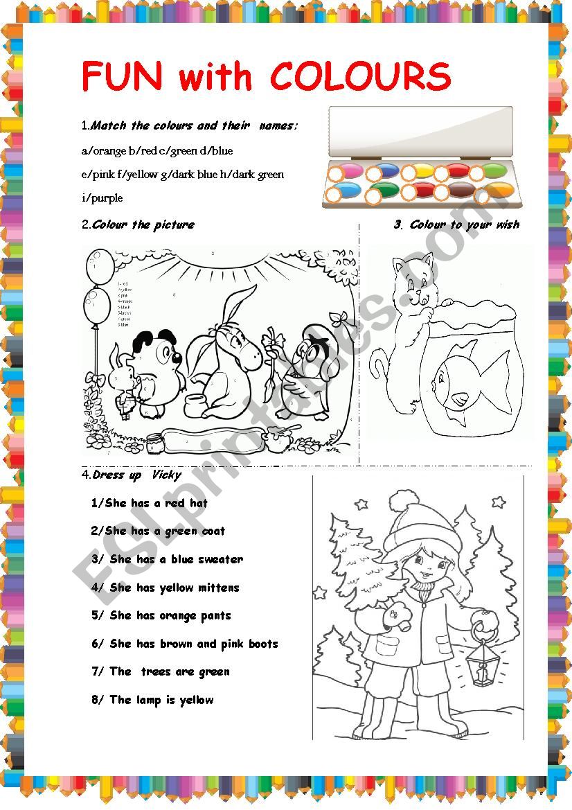 Fun with Colours ( 2 PAGES) worksheet