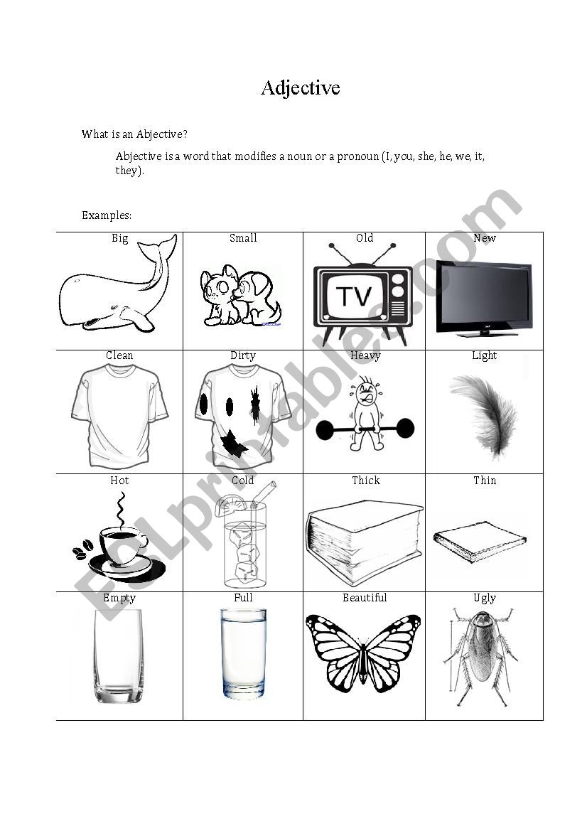 Adjective worksheet