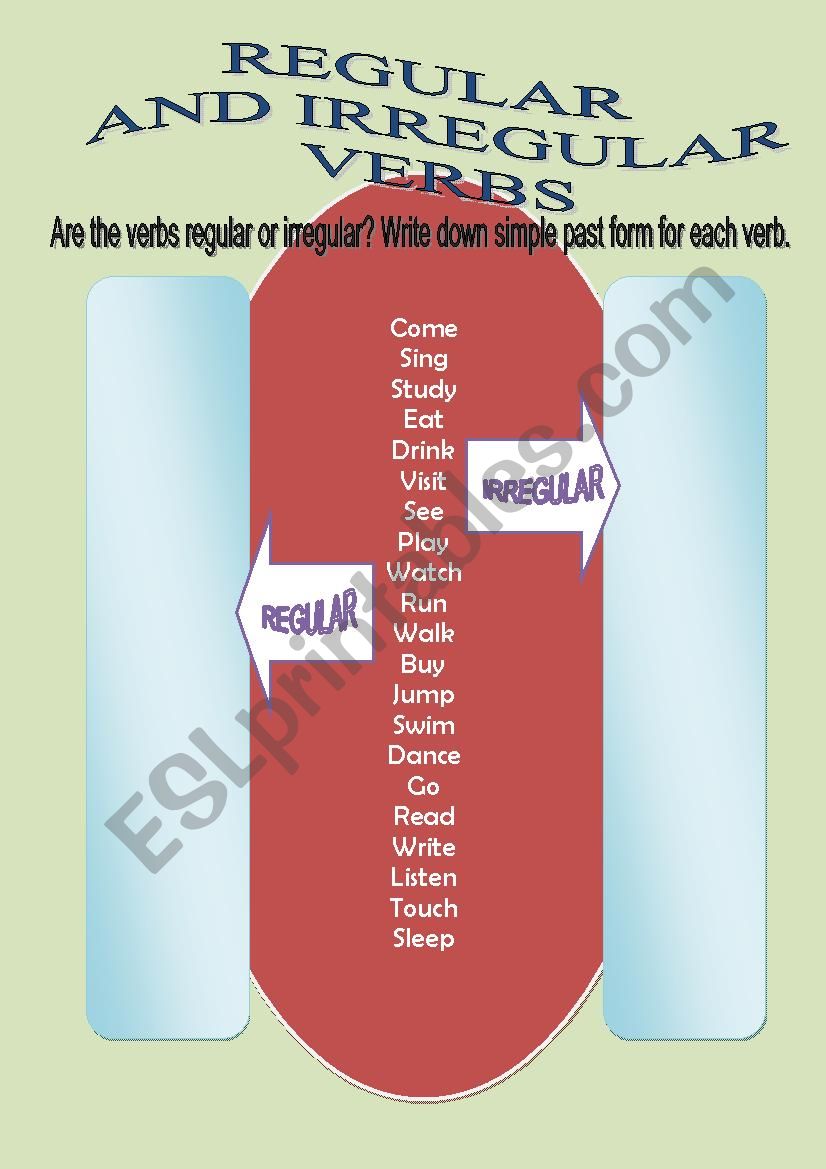 REGULAR AND IRREGULAR VERBS worksheet