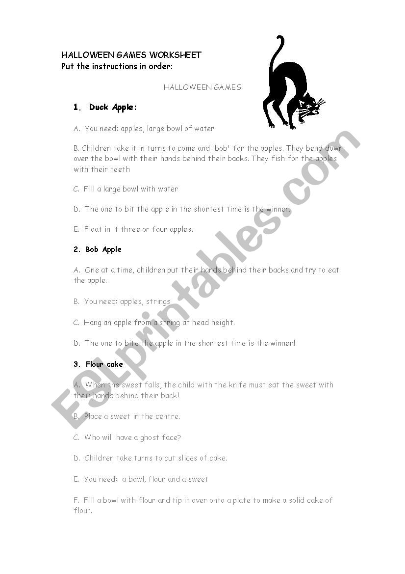 Halloween Games Worksheet worksheet