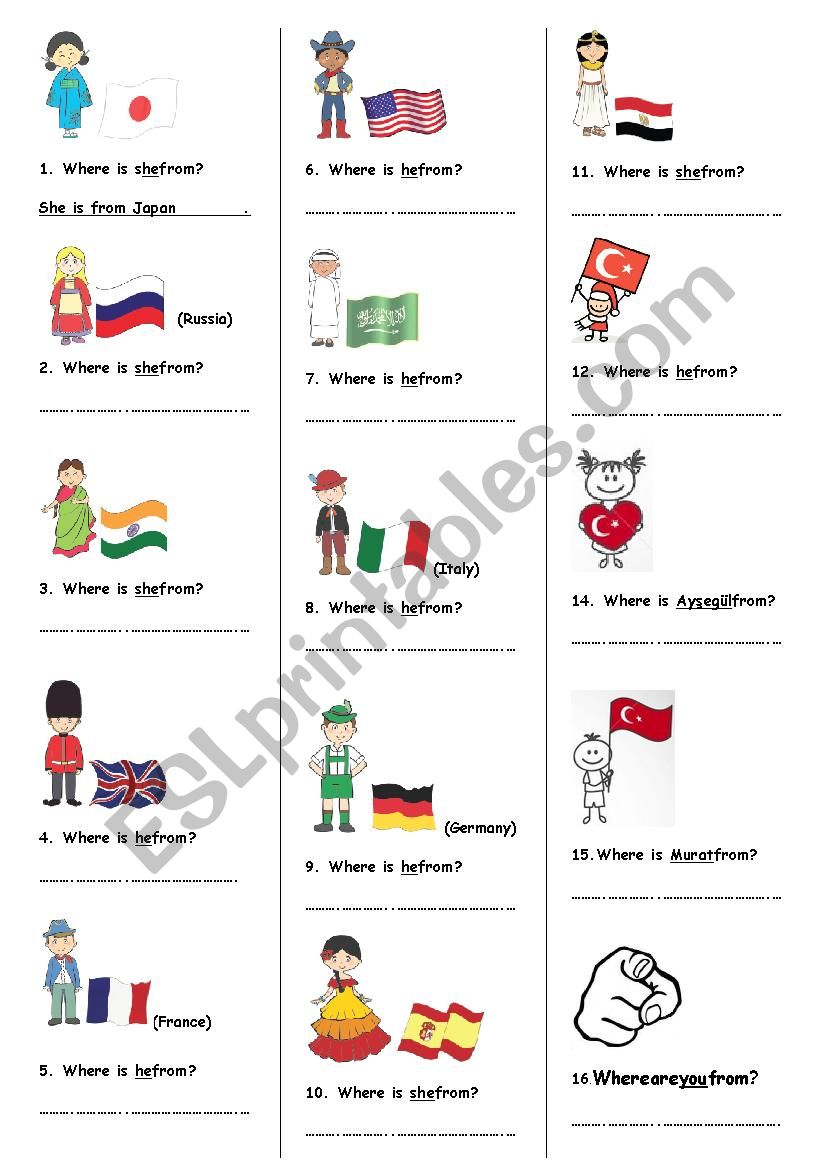 country nationality worksheet