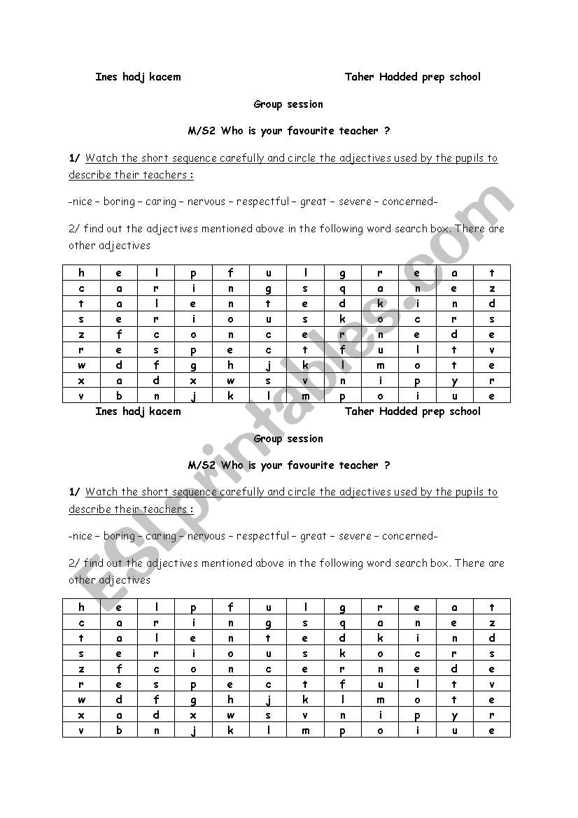 group session worksheet