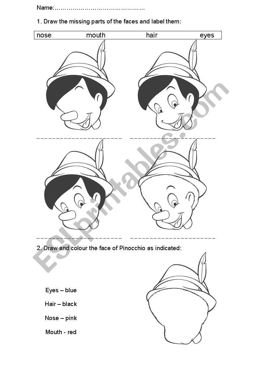 Pinocchio worksheet