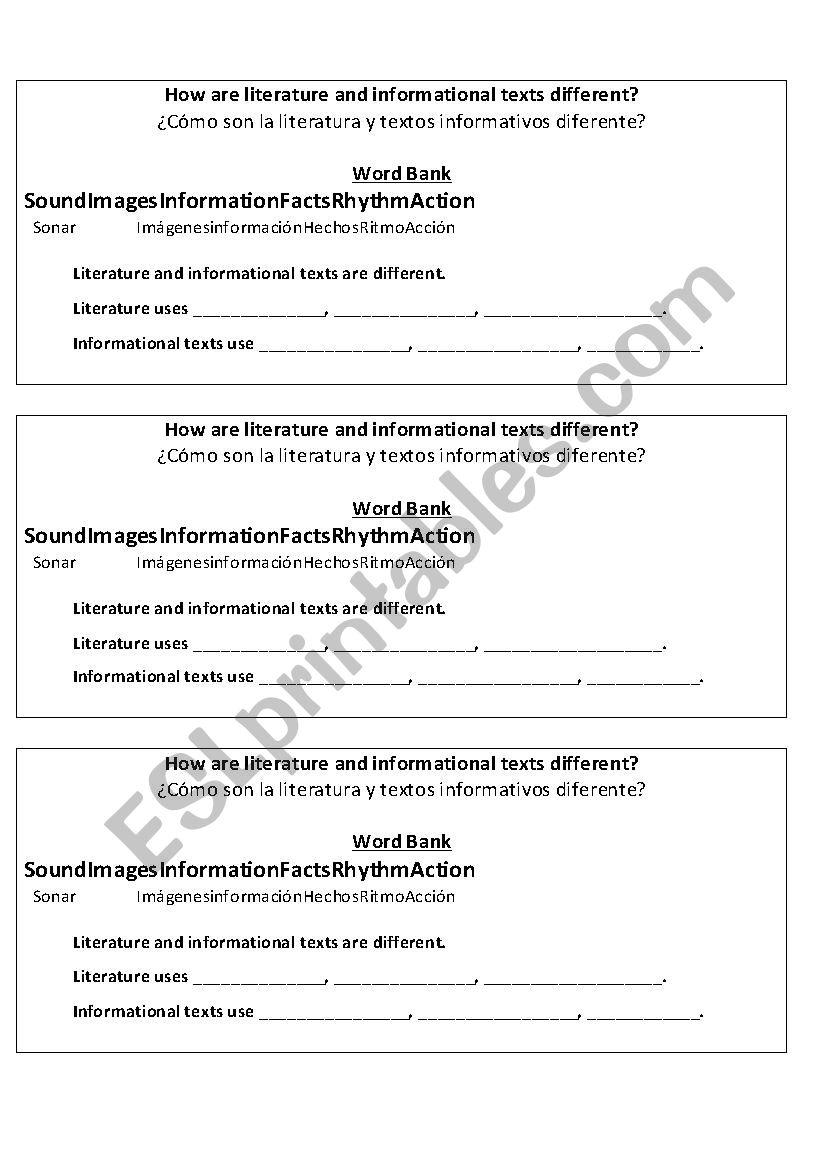 Notes- Informational Text vs Literary text