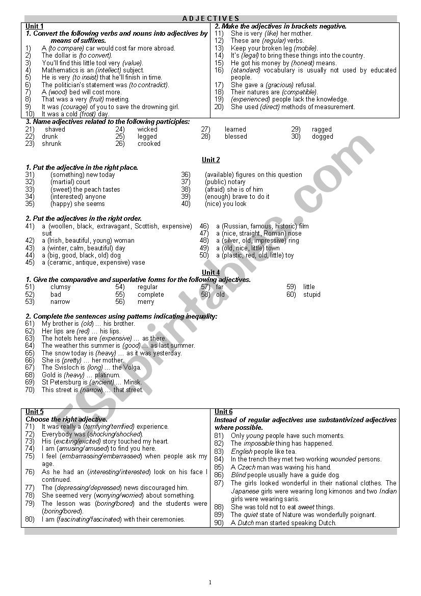 Adjectives  worksheet