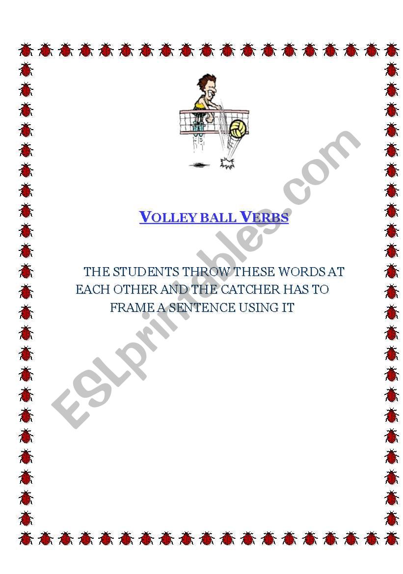 verb volleyballl worksheet