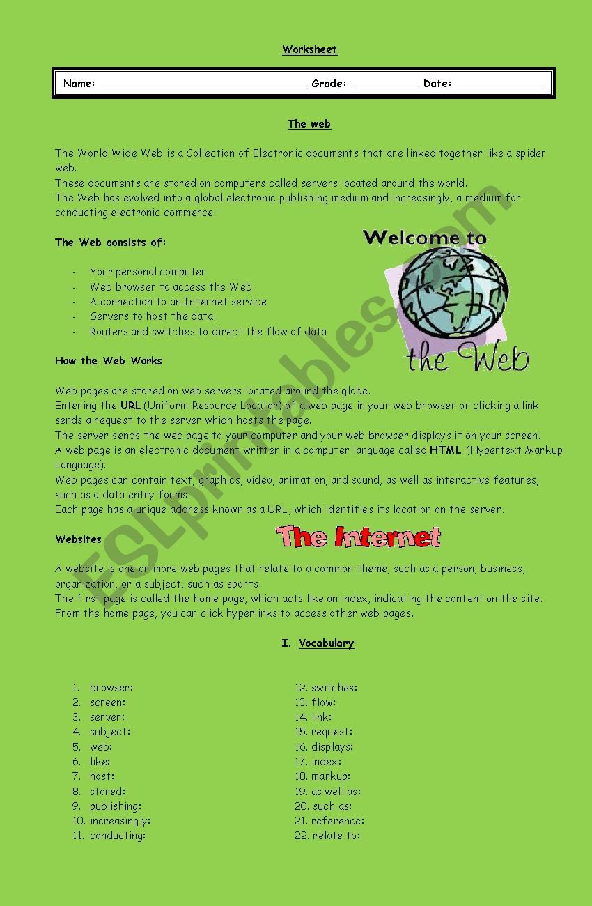 The Web worksheet
