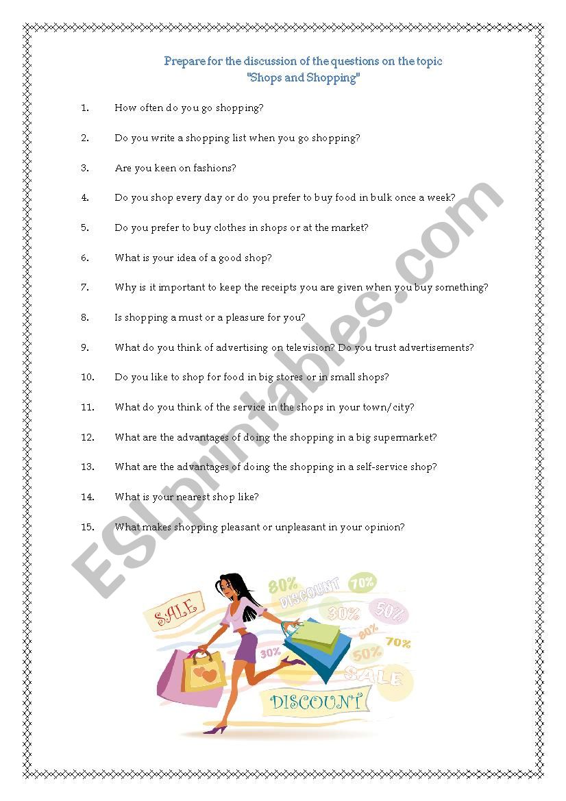 Shopping Habbits worksheet