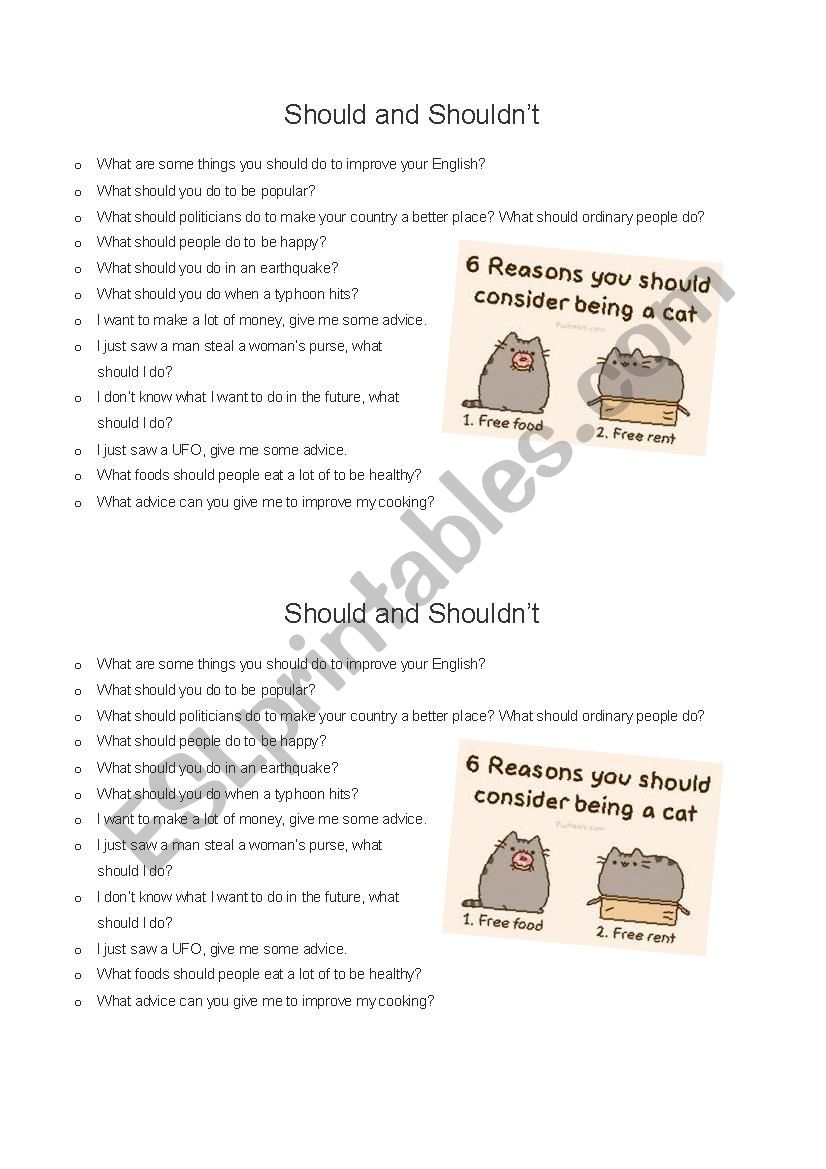 should worksheet