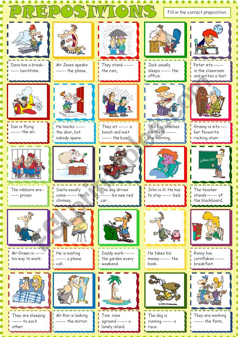 Prepositions worksheet