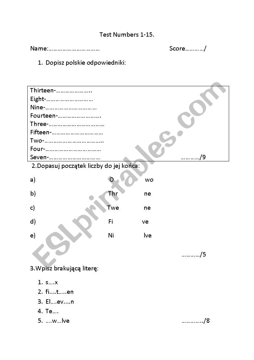 numbers 1-15 worksheet