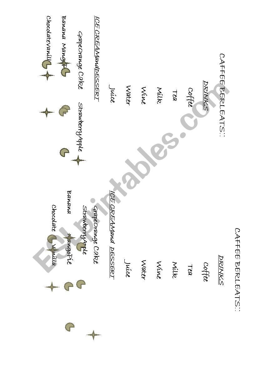 Caffe Berleats worksheet