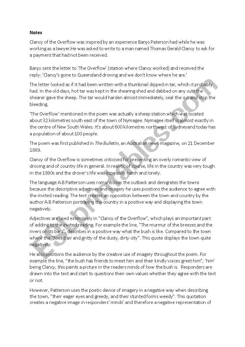 Clancy of the The Overflow  worksheet