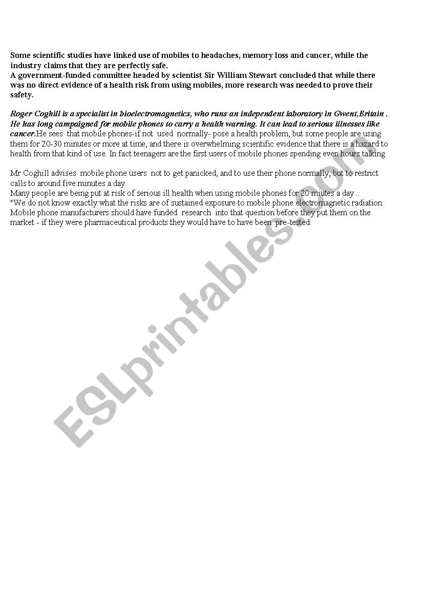 test worksheet