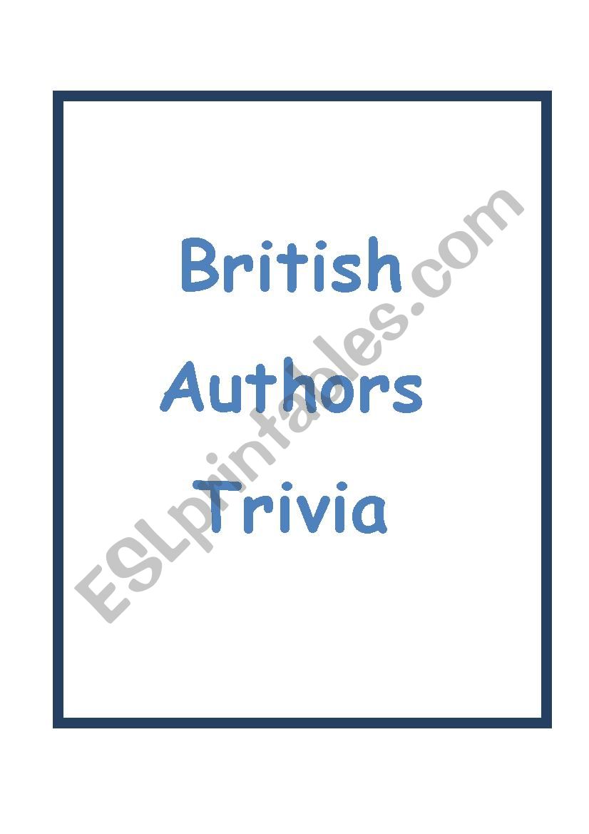 British Authors Trivia worksheet
