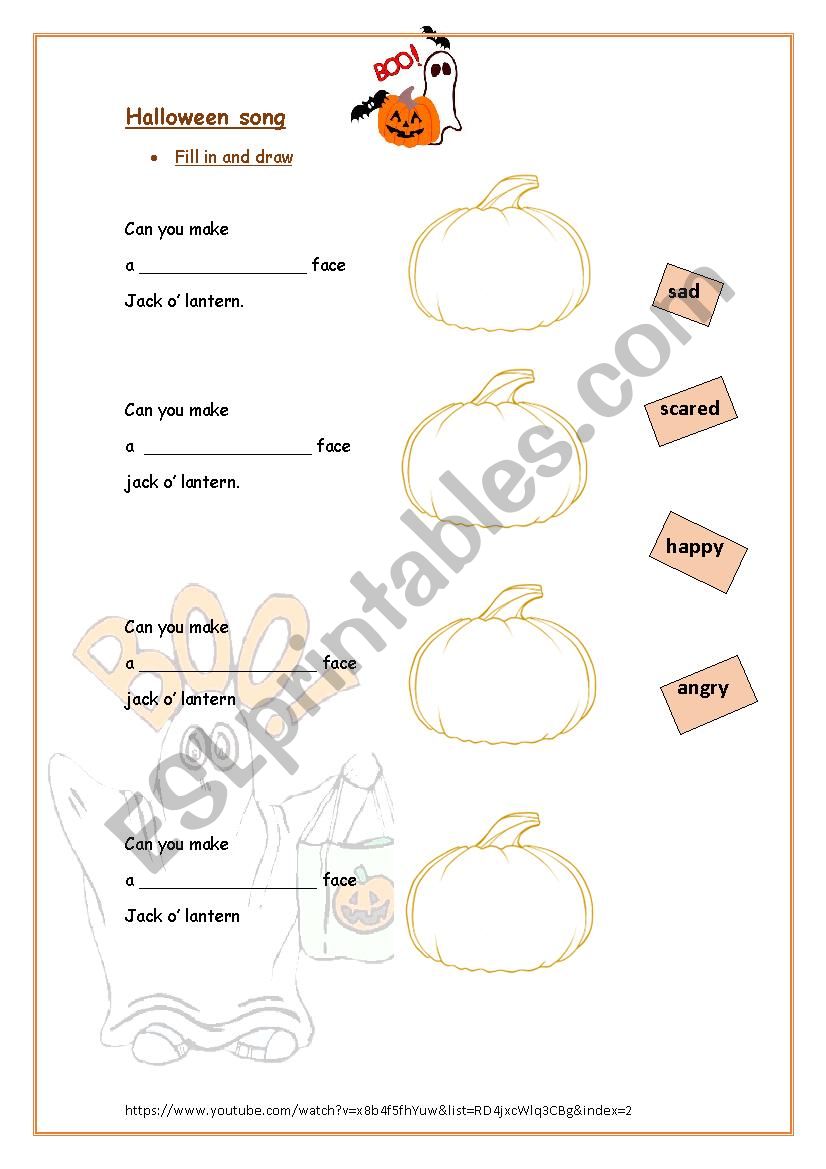 halloween song worksheet