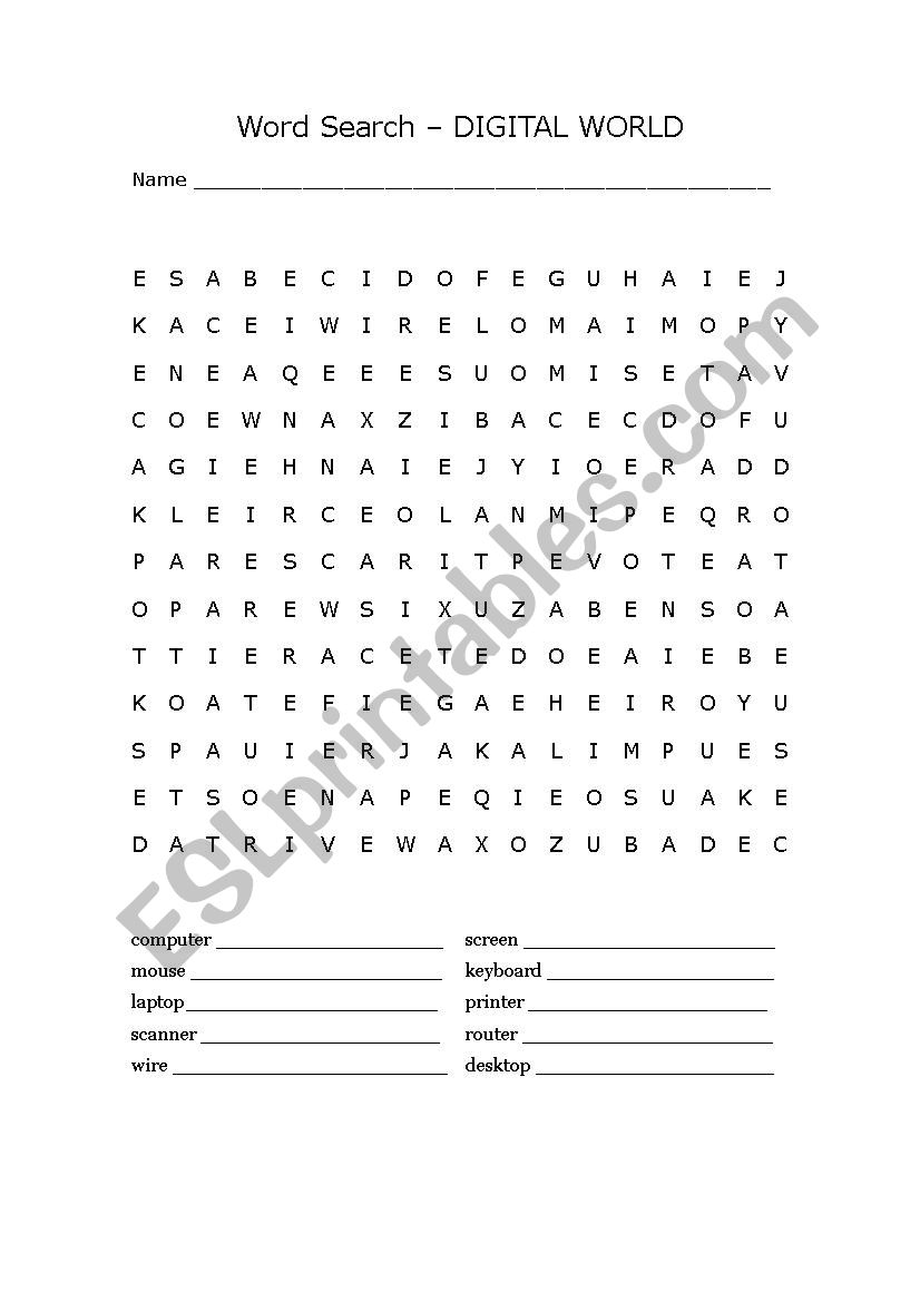 WordSearch Animals worksheet