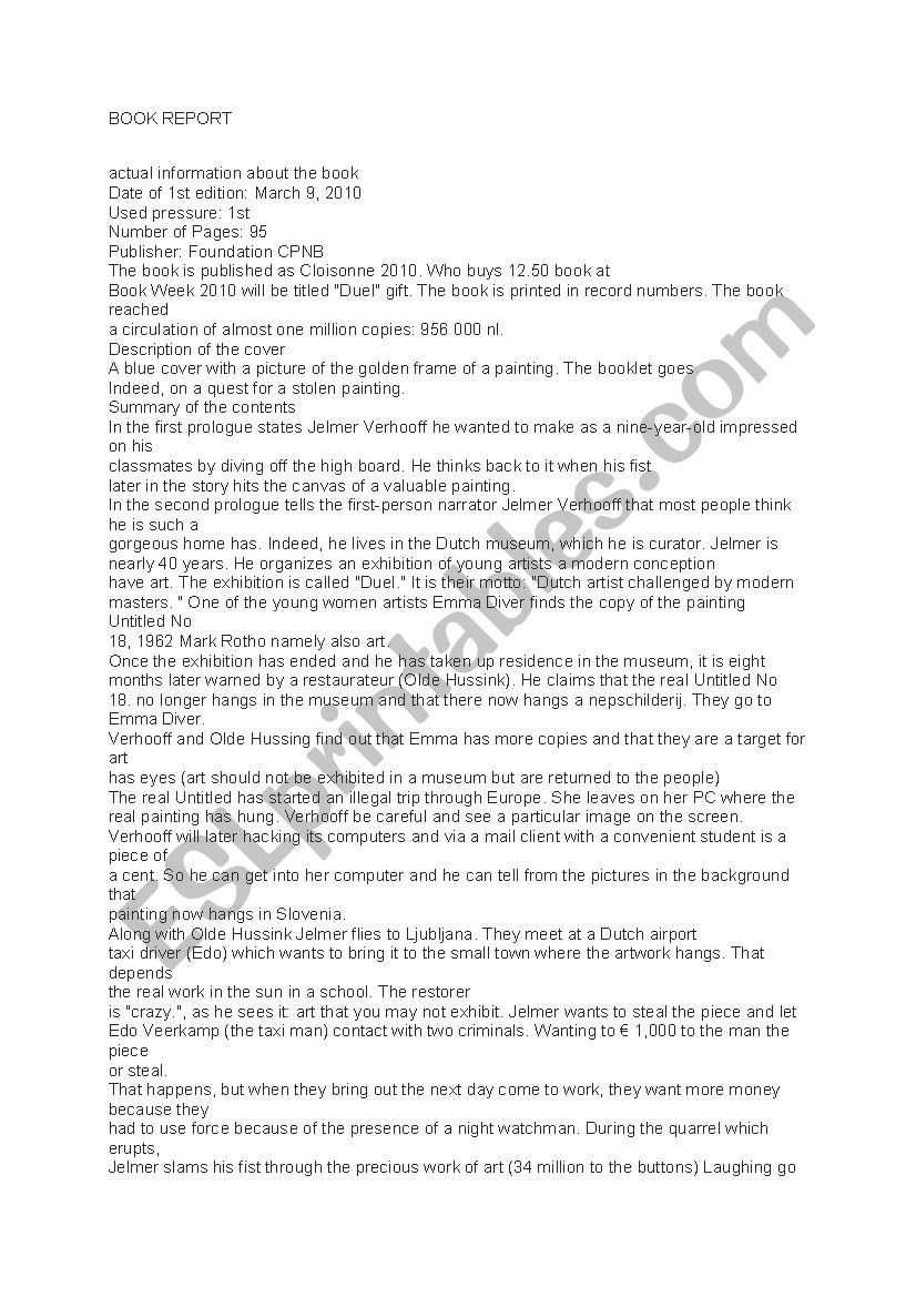 The Duel worksheet