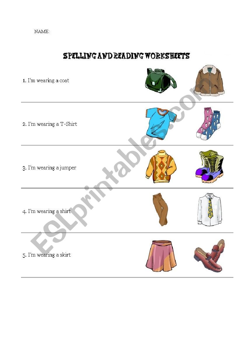 Clothes worksheet