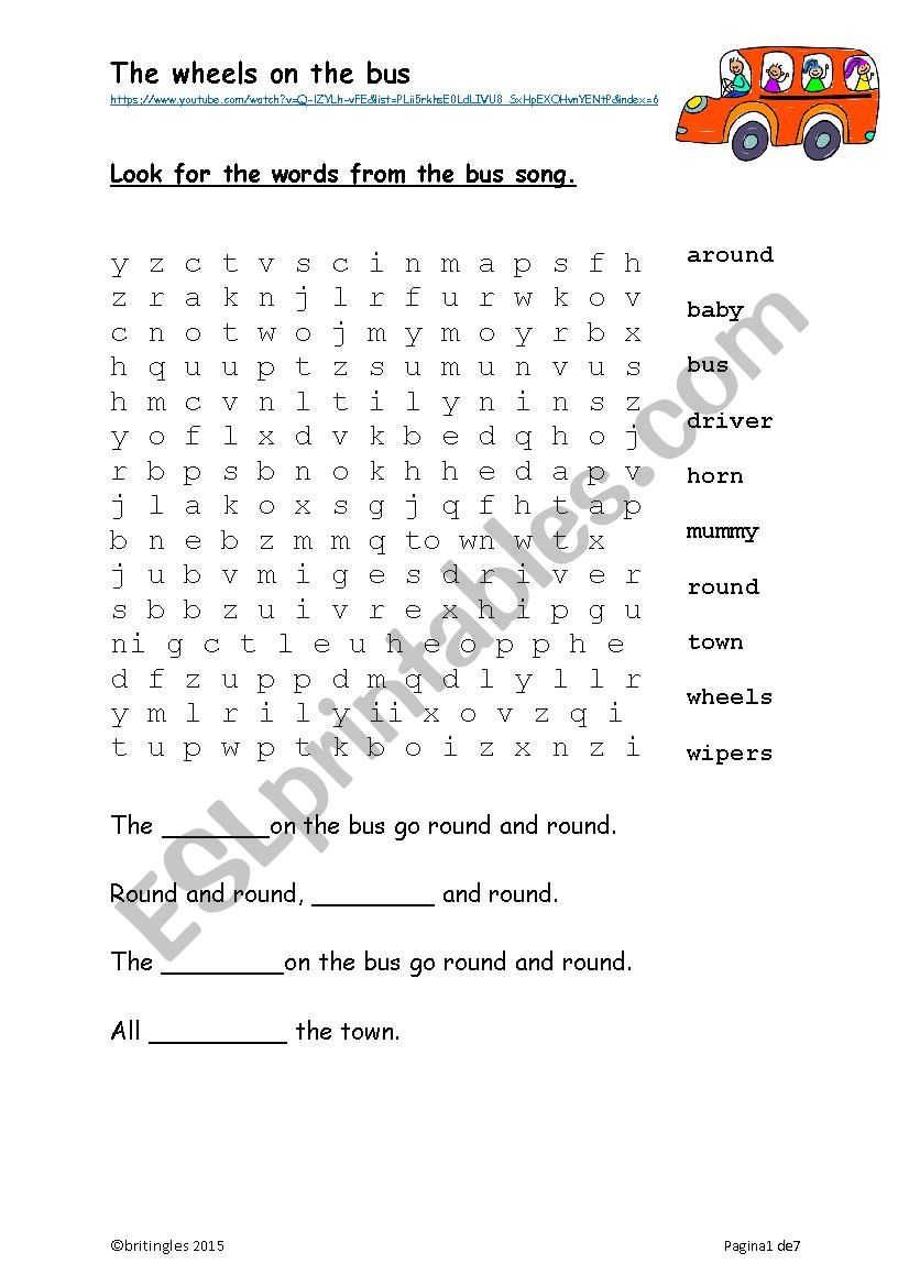 The wheels on the bus worksheet