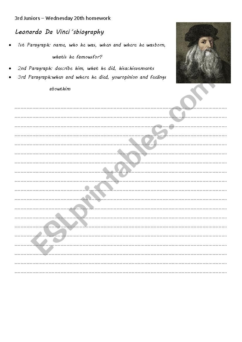 DA VINCIS BIOGRAPHY worksheet