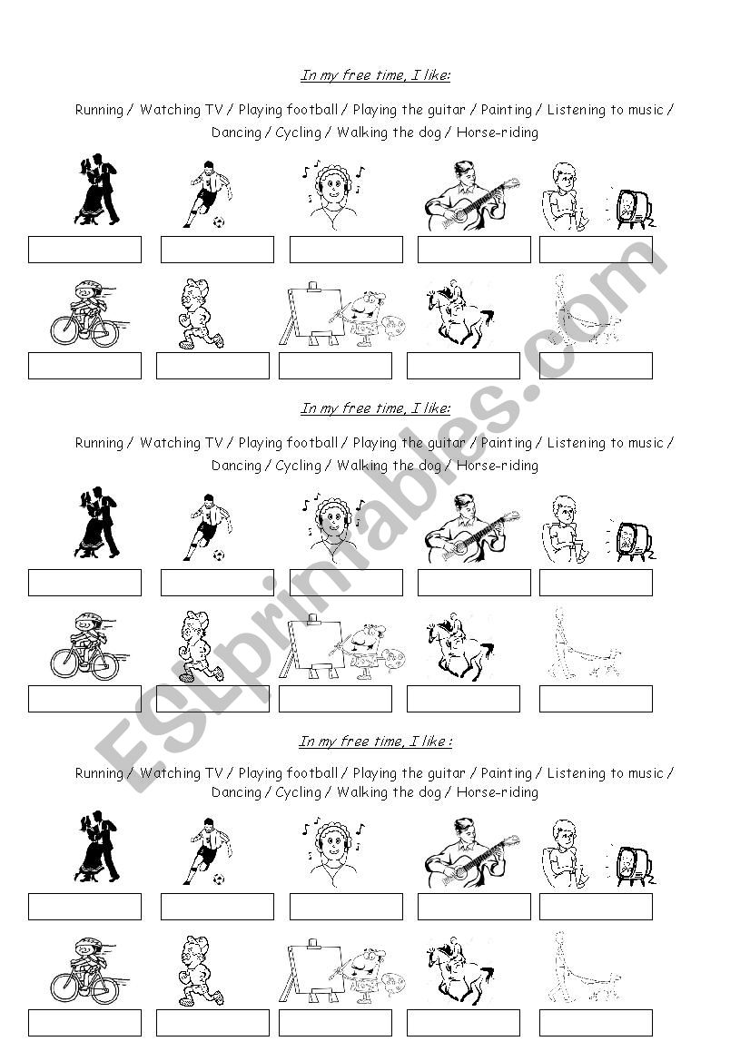 Hobbies worksheet