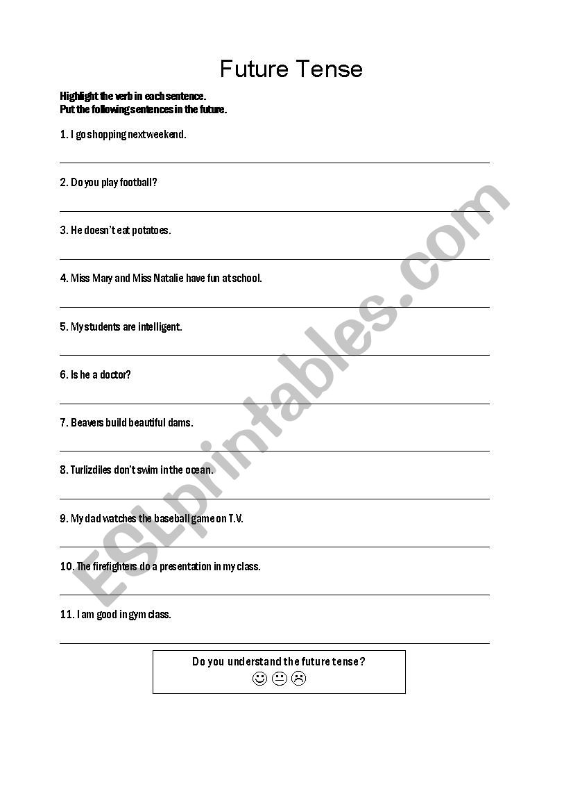 Future Affirmative worksheet