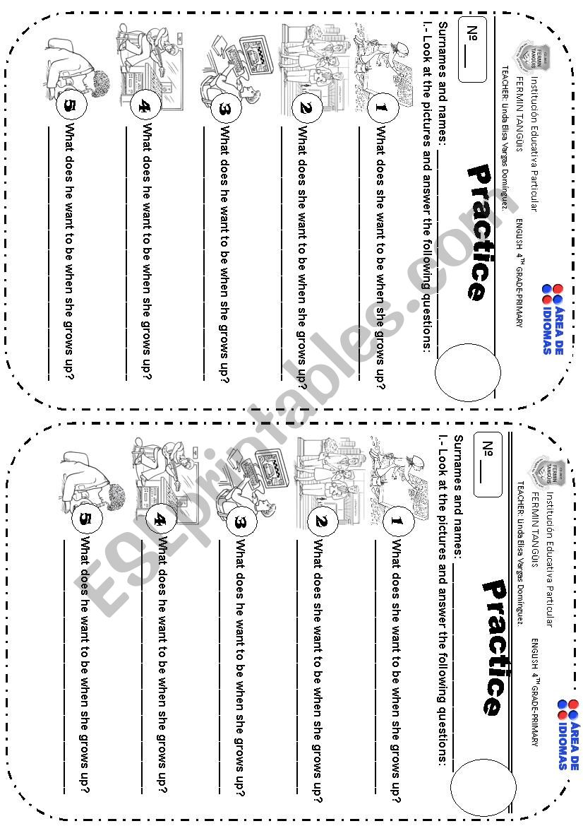 OCCUPATION PRACTICE worksheet